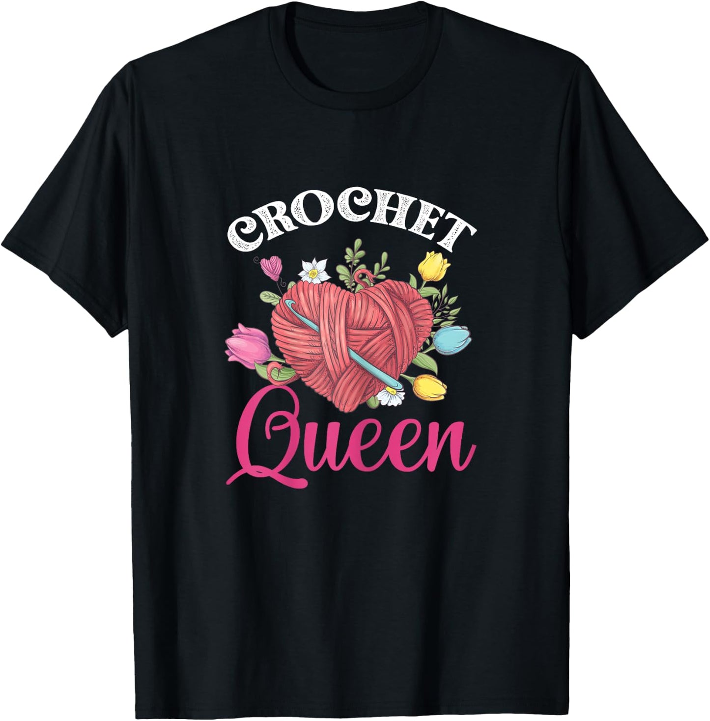 Crochet Queen Crochet Lover Crocheters T-Shirt - T-Shirt | Black