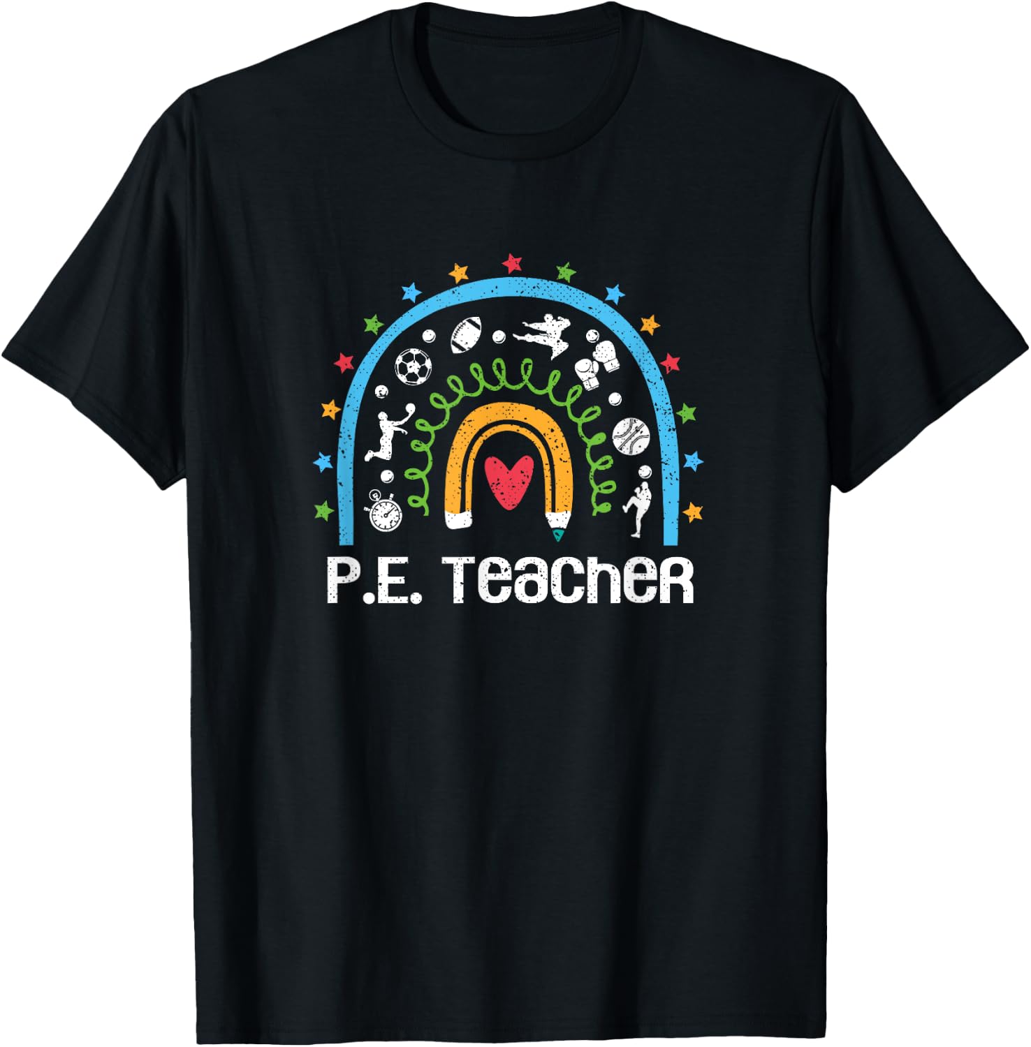 PE Teacher Rainbow Back To School Physical Education Women T-Shirt - T-Shirt | Black