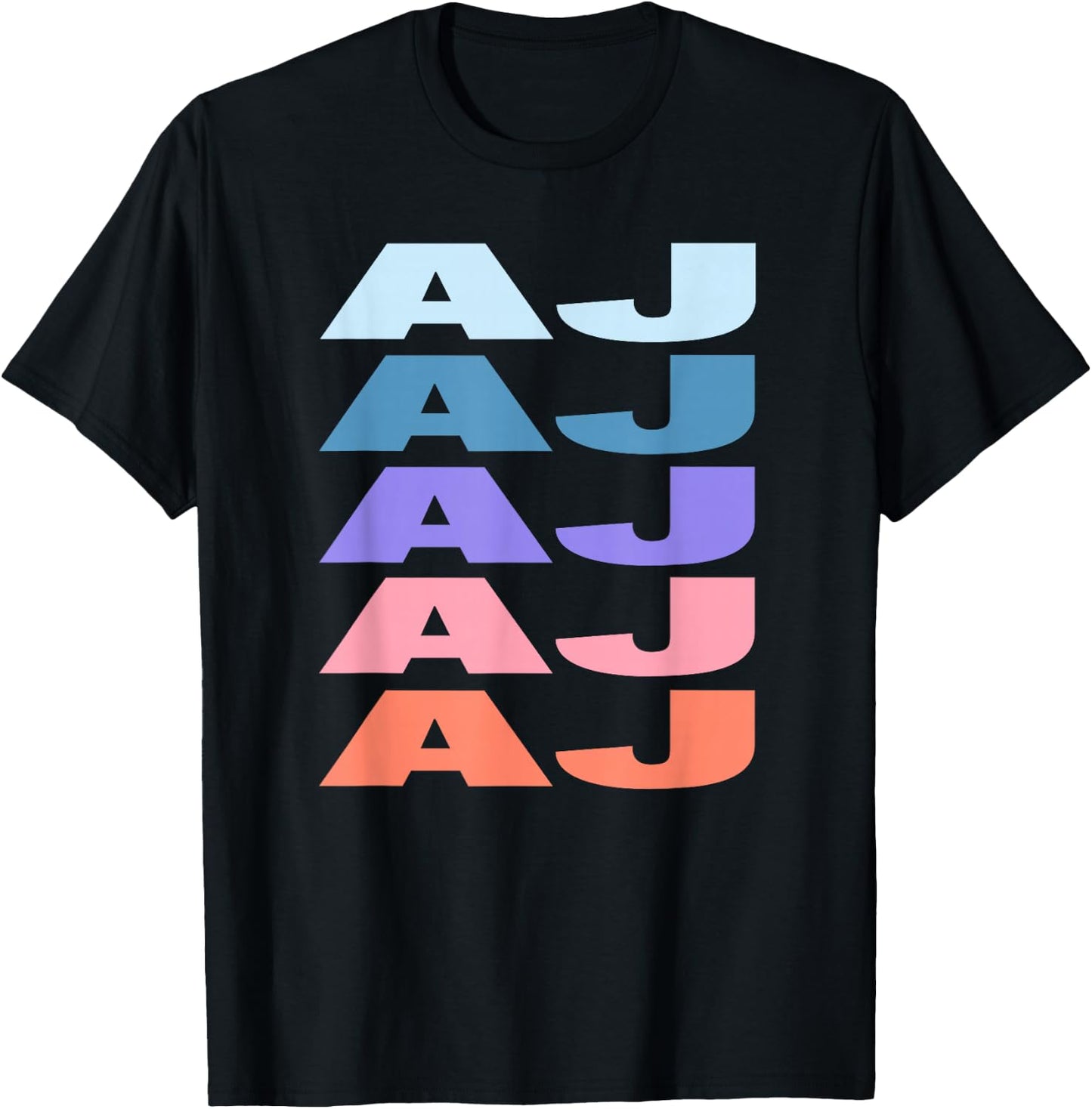 Funny Modern Repeated Text Design First Name AJ T-Shirt - T-Shirt | Black