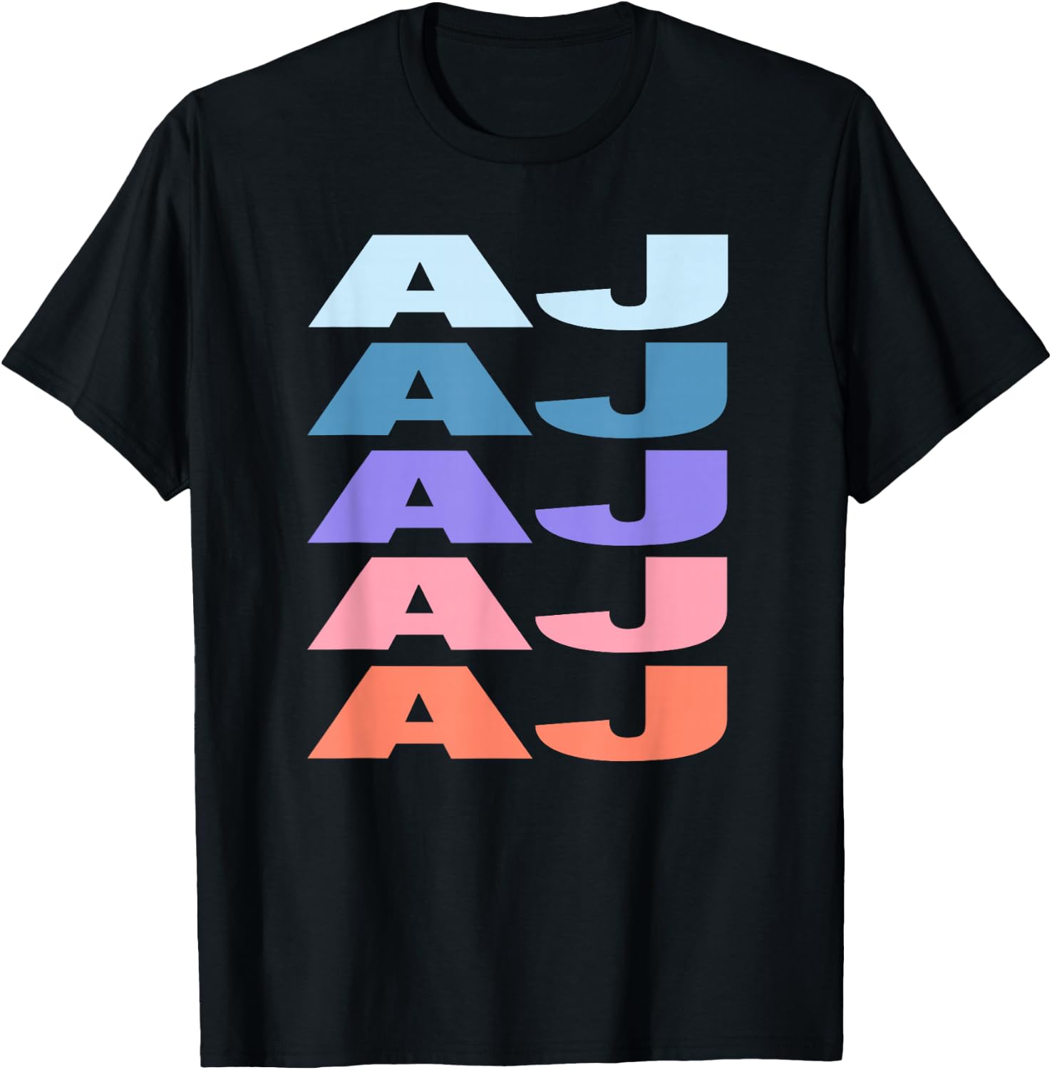 Funny Modern Repeated Text Design First Name AJ T-Shirt - T-Shirt | Black