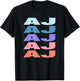 Funny Modern Repeated Text Design First Name AJ T-Shirt - T-Shirt | Black