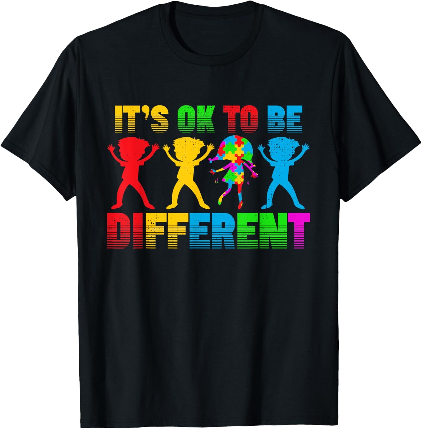 Ok To Be Different Acceptance Autistic Kids Autism Awareness T-Shirt - T-Shirt | Black