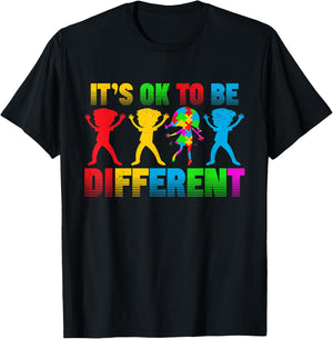 Ok To Be Different Acceptance Autistic Kids Autism Awareness T-Shirt - T-Shirt | Black