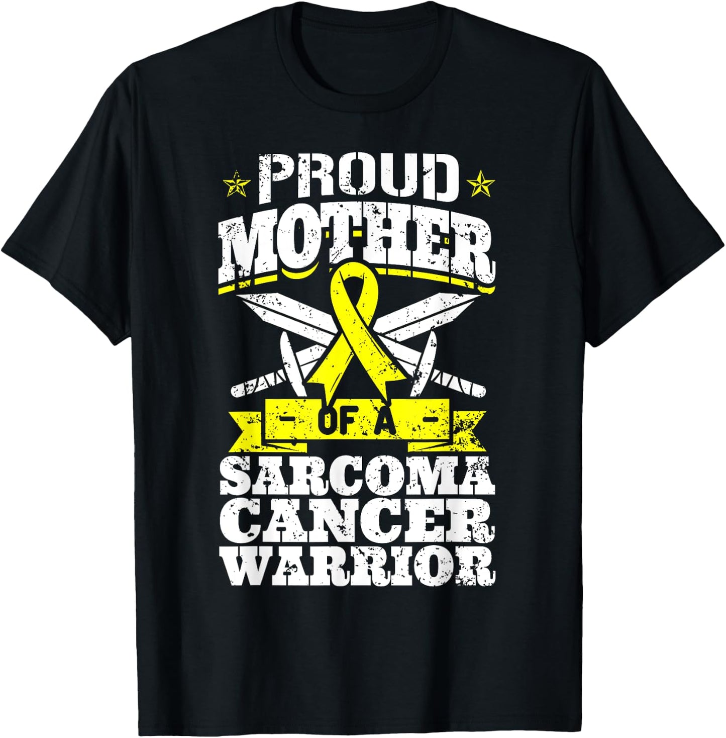 Proud Mother Of A Sarcoma Cancer Warrior Awareness Mom T-Shirt - T-Shirt | Black