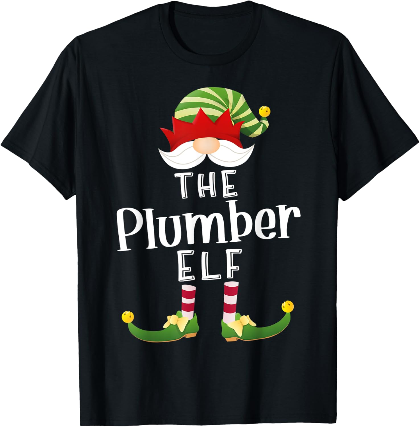 Plumber Elf Group Christmas Funny Pajama Party T-Shirt - T-Shirt | Black