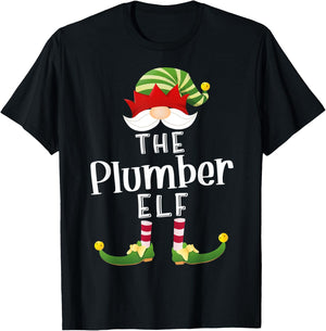 Plumber Elf Group Christmas Funny Pajama Party T-Shirt - T-Shirt | Black
