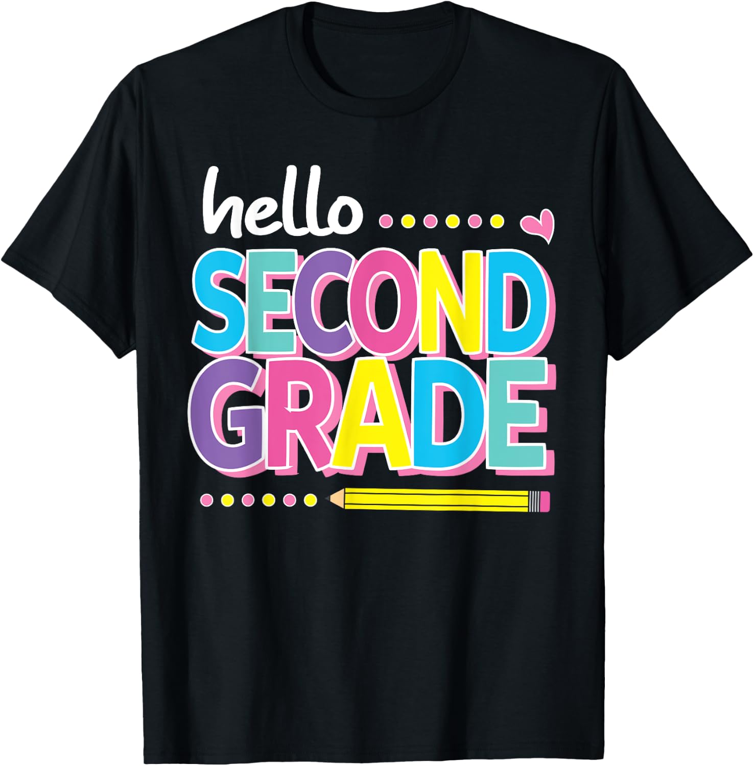 Hello Second 2nd Grade First Day Back to School 2024 Girls T-Shirt - T-Shirt | Black