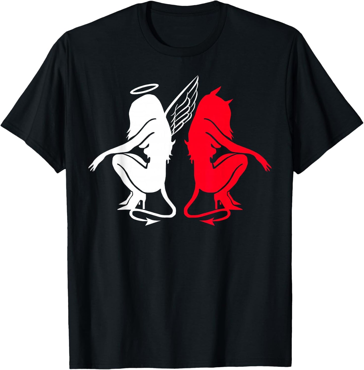 Devil and Angel Love Lovers Women. T-Shirt - T-Shirt | Black