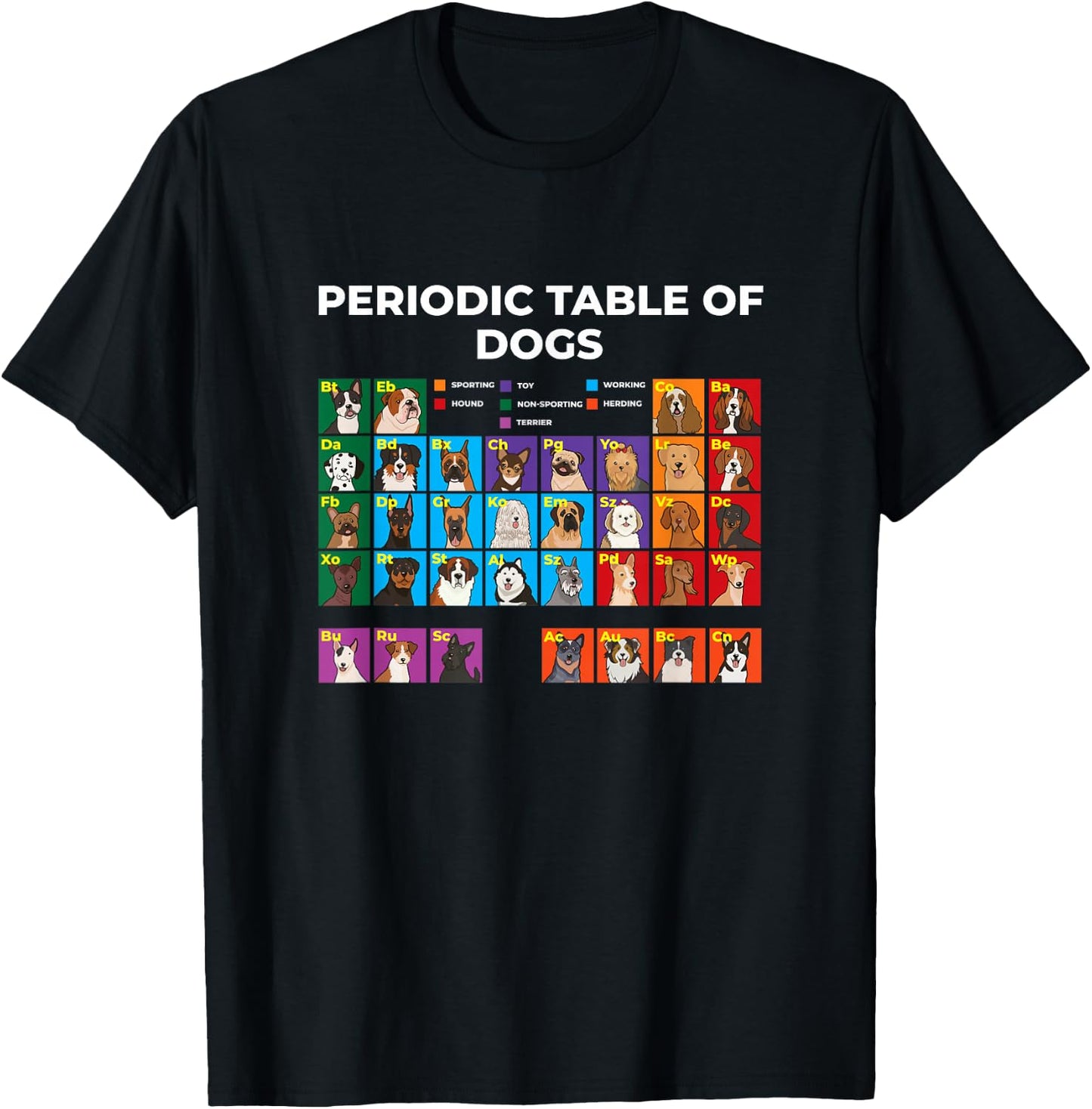 Periodic Table of Dogs, Dog Lover, Funny Science Men Women Kids T-Shirt - T-Shirt | Black