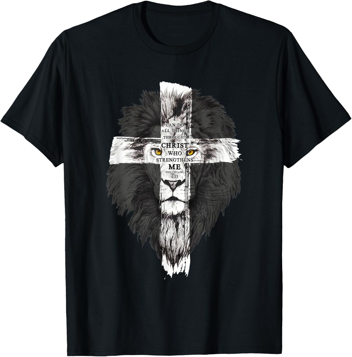 I Can Do All Things Through Christ Religious Lion of Judah T-Shirt - T-Shirt | Black