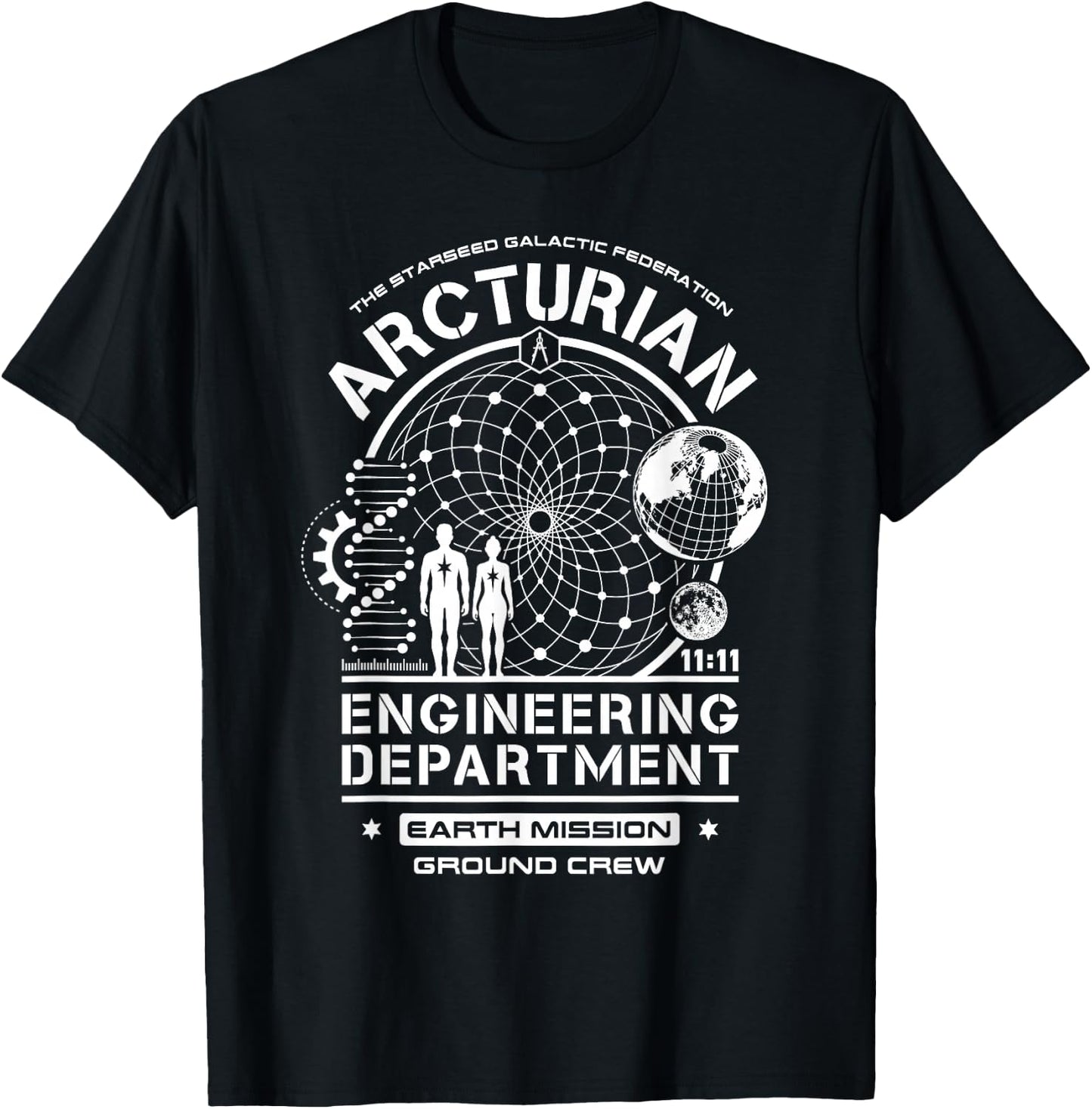 Arcturian Engineering Department Starseed Earth Mission Crew T-Shirt - T-Shirt | Black