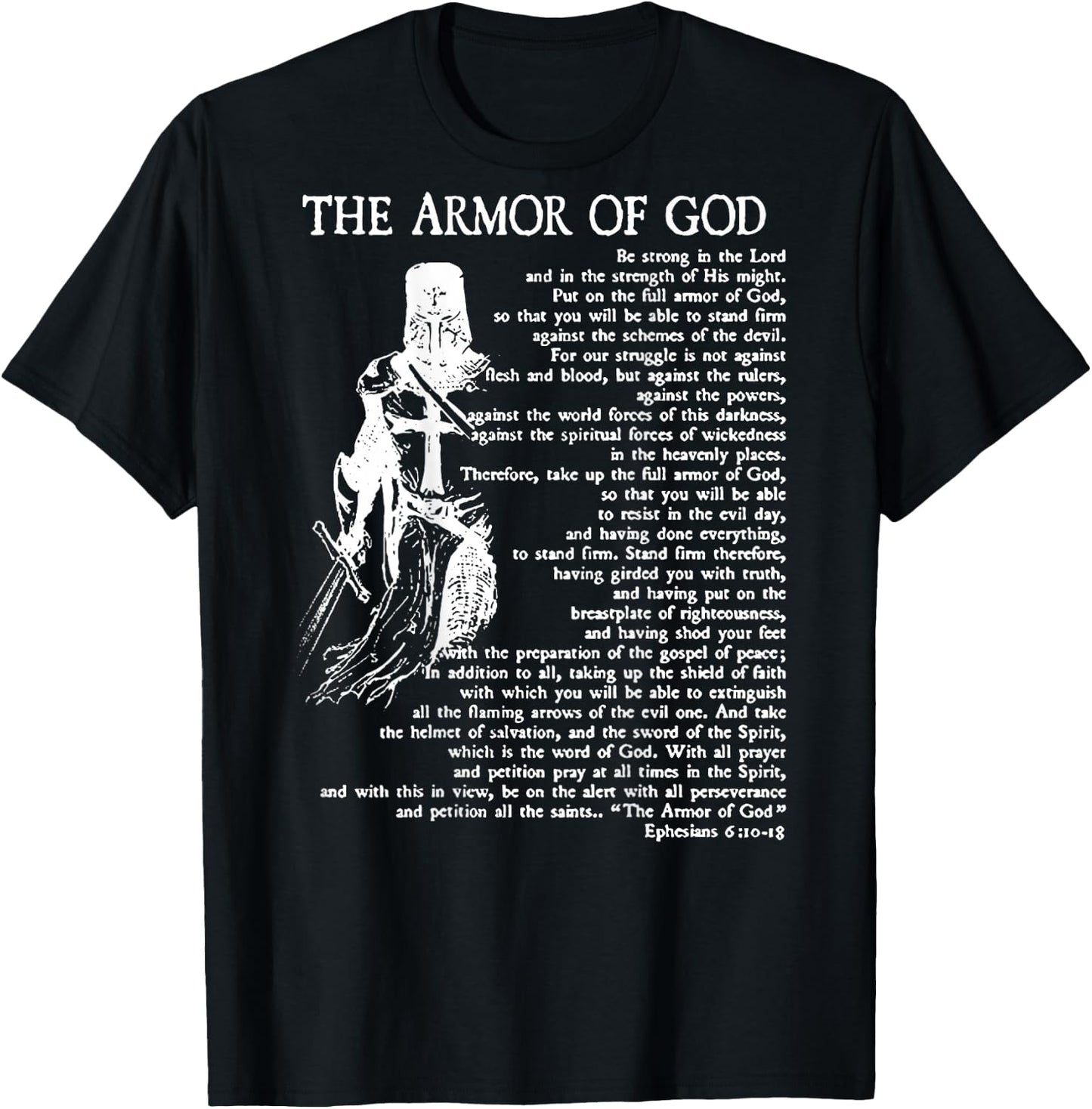 Armor of God Christian Bible Verse Religious Ephesians 6:11 T-Shirt - T-Shirt | Black