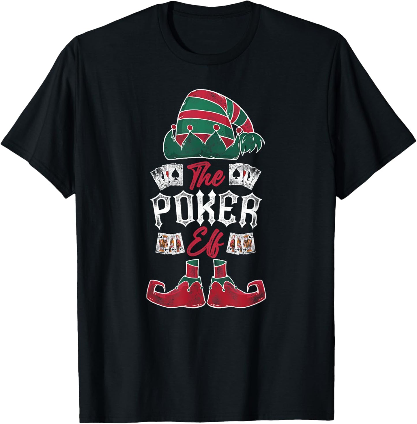 Poker Christmas Elf Vintage The Poker Elf T-Shirt - T-Shirt | Black