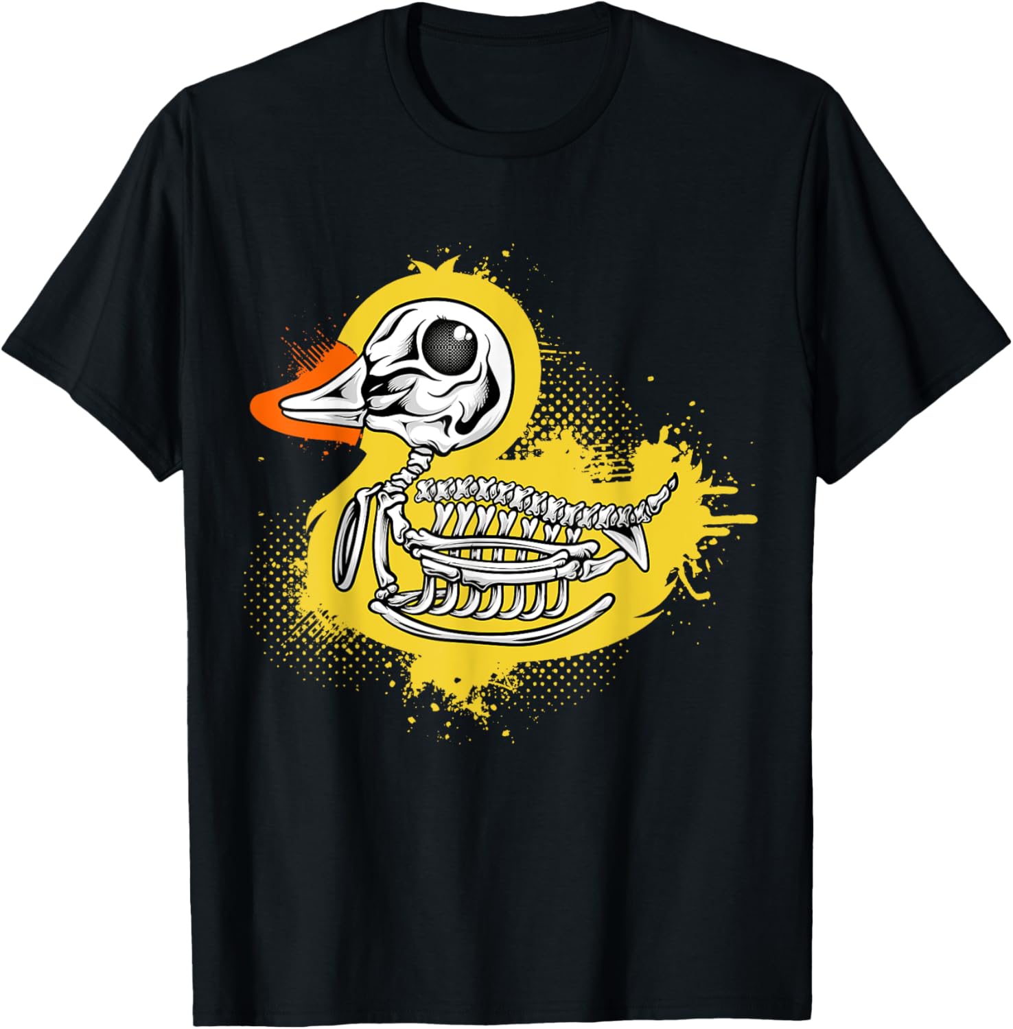 Funny Rubber Duck, Bathing Duck, Skull Skeleton Humor T-Shirt - T-Shirt | Black