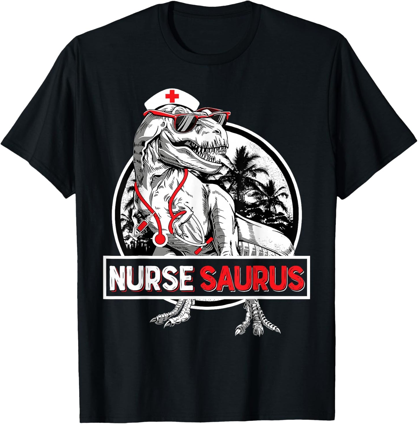 RN Nurse Saurus Nursing School Graduation Dinosaur Men Women T-Shirt - T-Shirt | Black