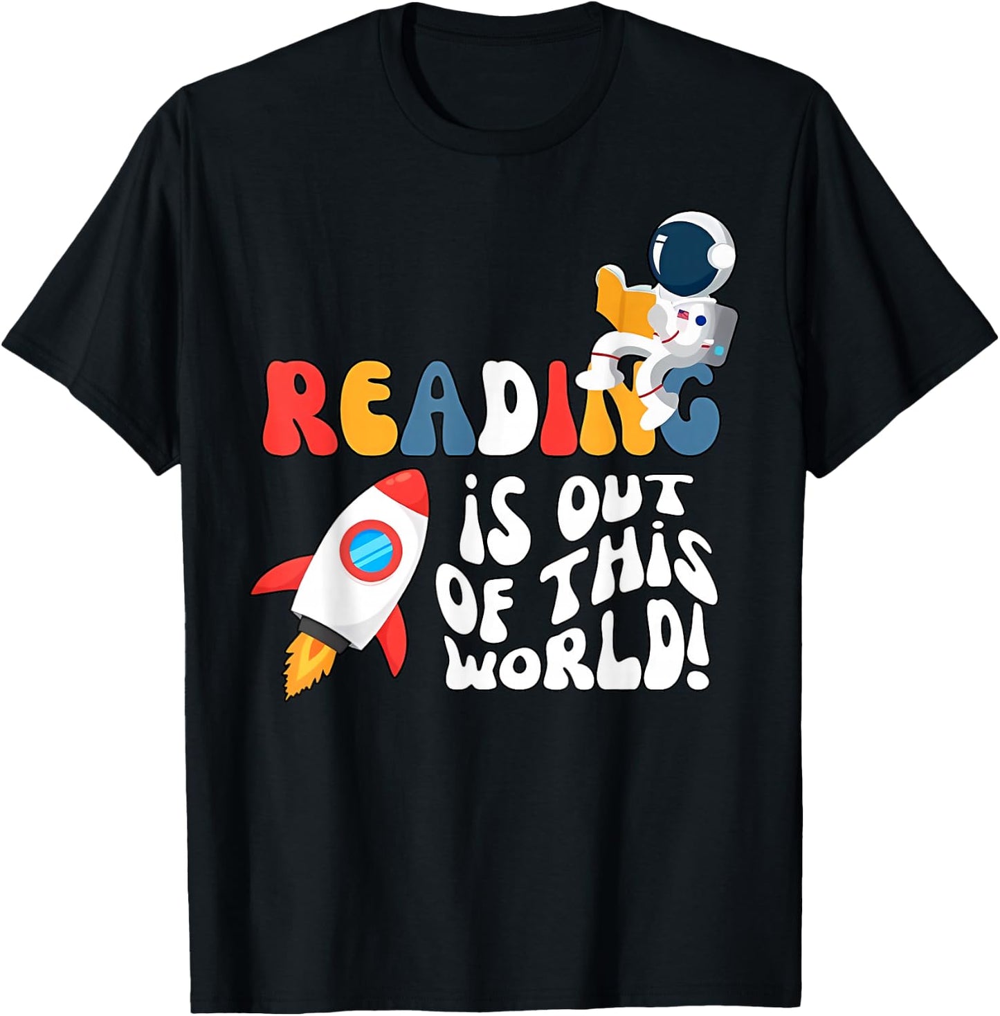Reading is out of this World Space Book Lover Teacher T-Shirt - T-Shirt | Black