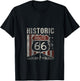 Historic U.S.A. Route 66 Highway Vintage America Road Sign V-Neck T-Shirt - T-Shirt | Black