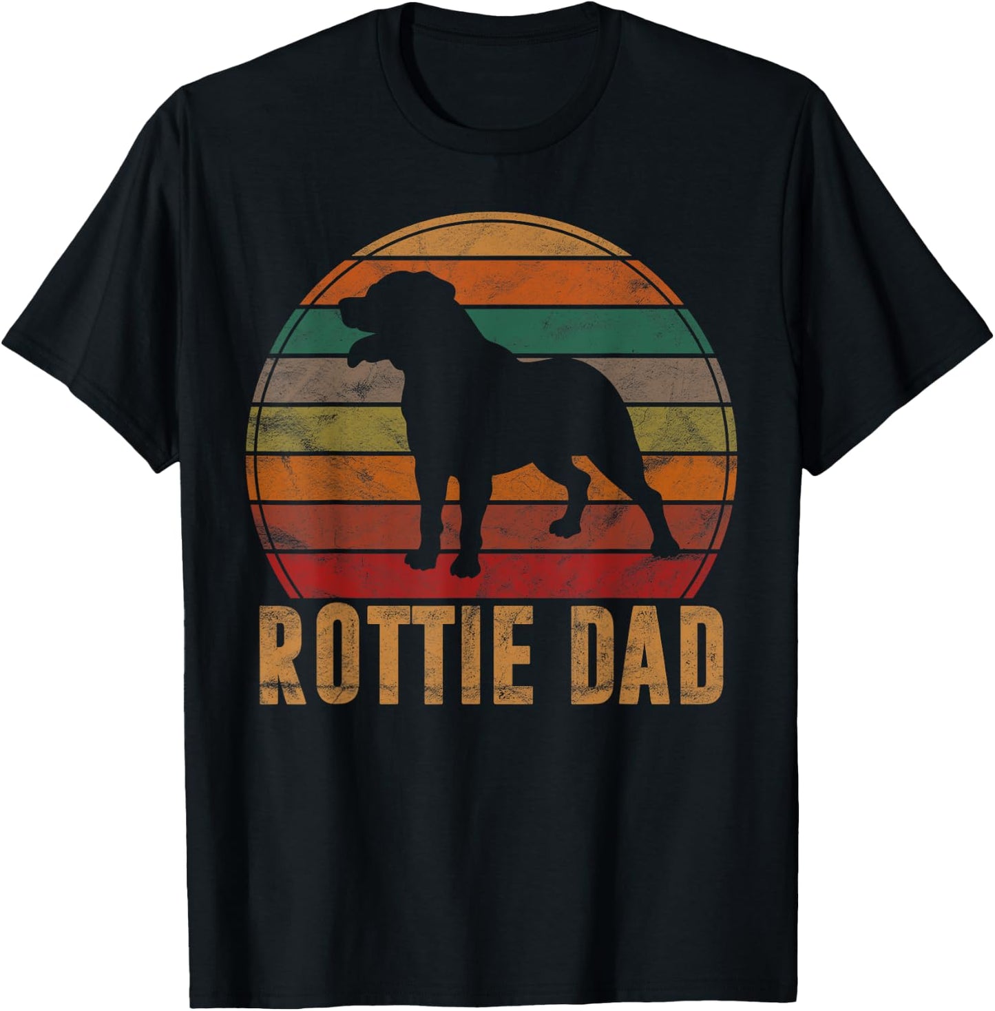 Retro Rottweiler Dad Gift Rott Dog Owner Pet Rottie Father Women Girls Kids T-Shirt - T-Shirt | Black
