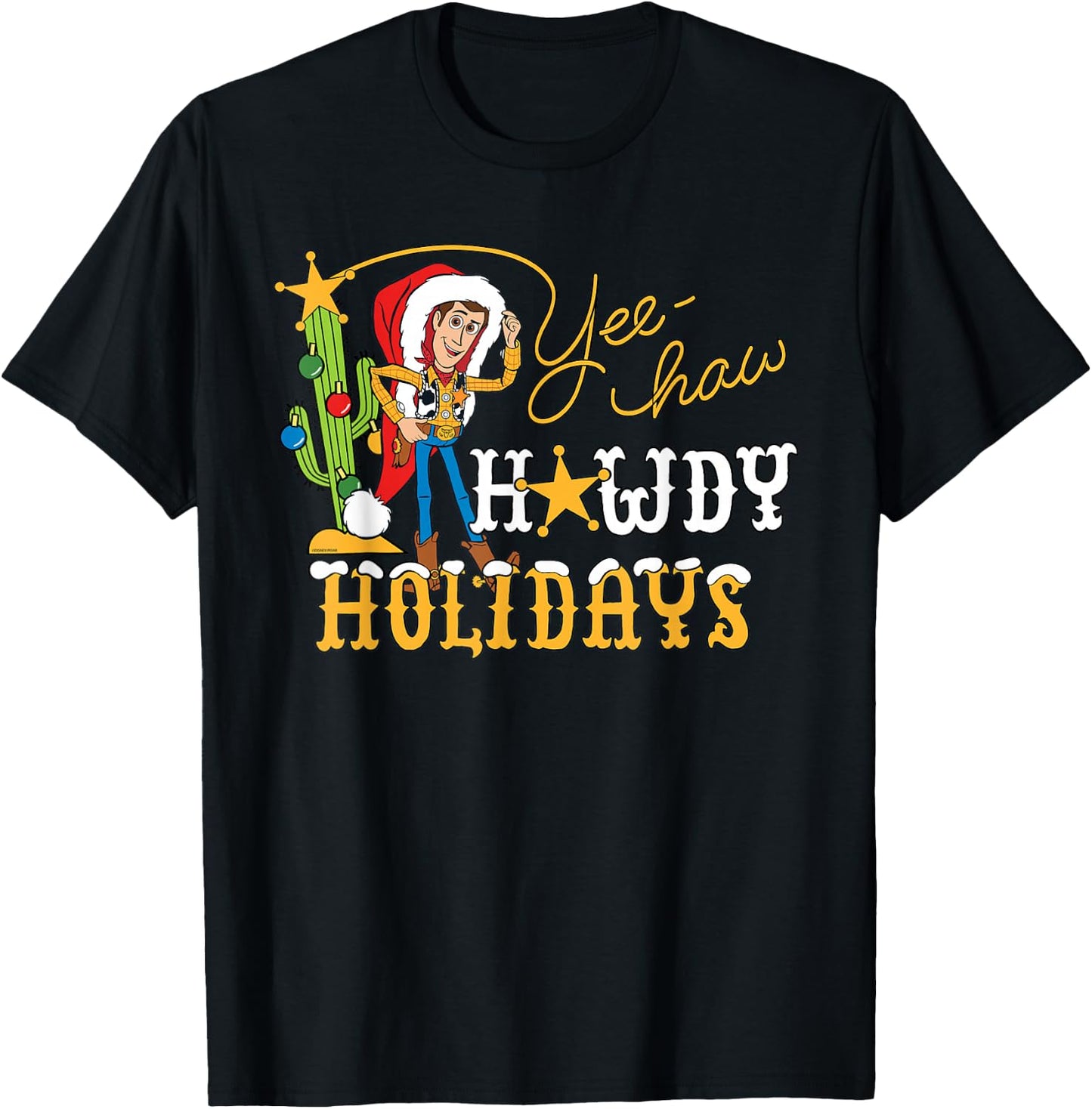 Disney & Pixar's Toy Story Christmas Howdy Holidays Woody T-Shirt - T-Shirt | Black