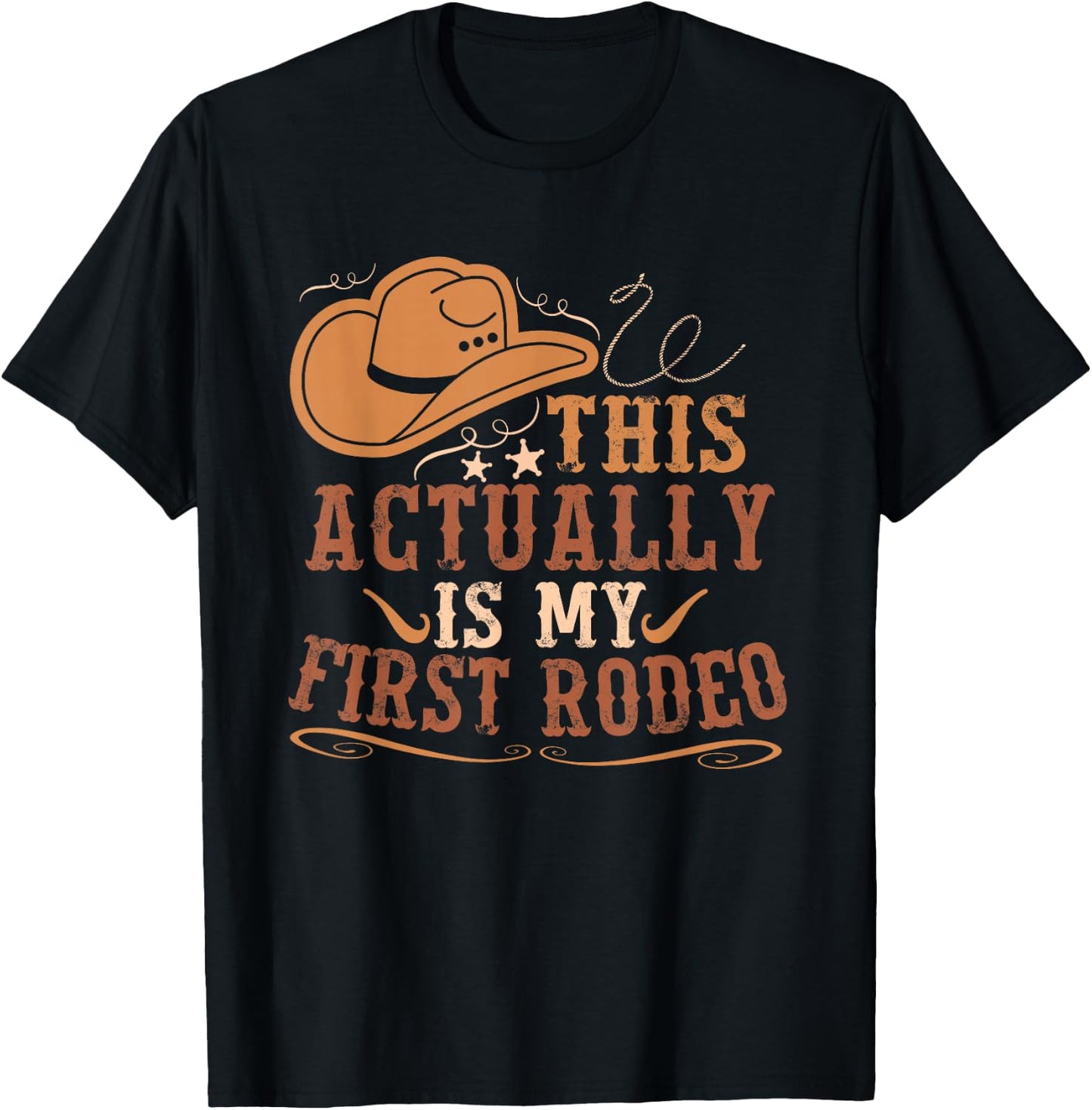 This Actually Is My First Rodeo Cowgirl Bronco Bucking T-Shirt - T-Shirt | Black