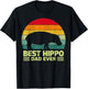 Funny Vintage Best Hippo Dad Ever Father's Day T-Shirt - T-Shirt | Black