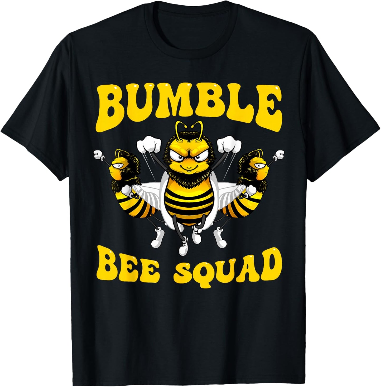 Funny Bumble Bee Design For Kids Men Women Bee Squad Buddies T-Shirt - T-Shirt | Black