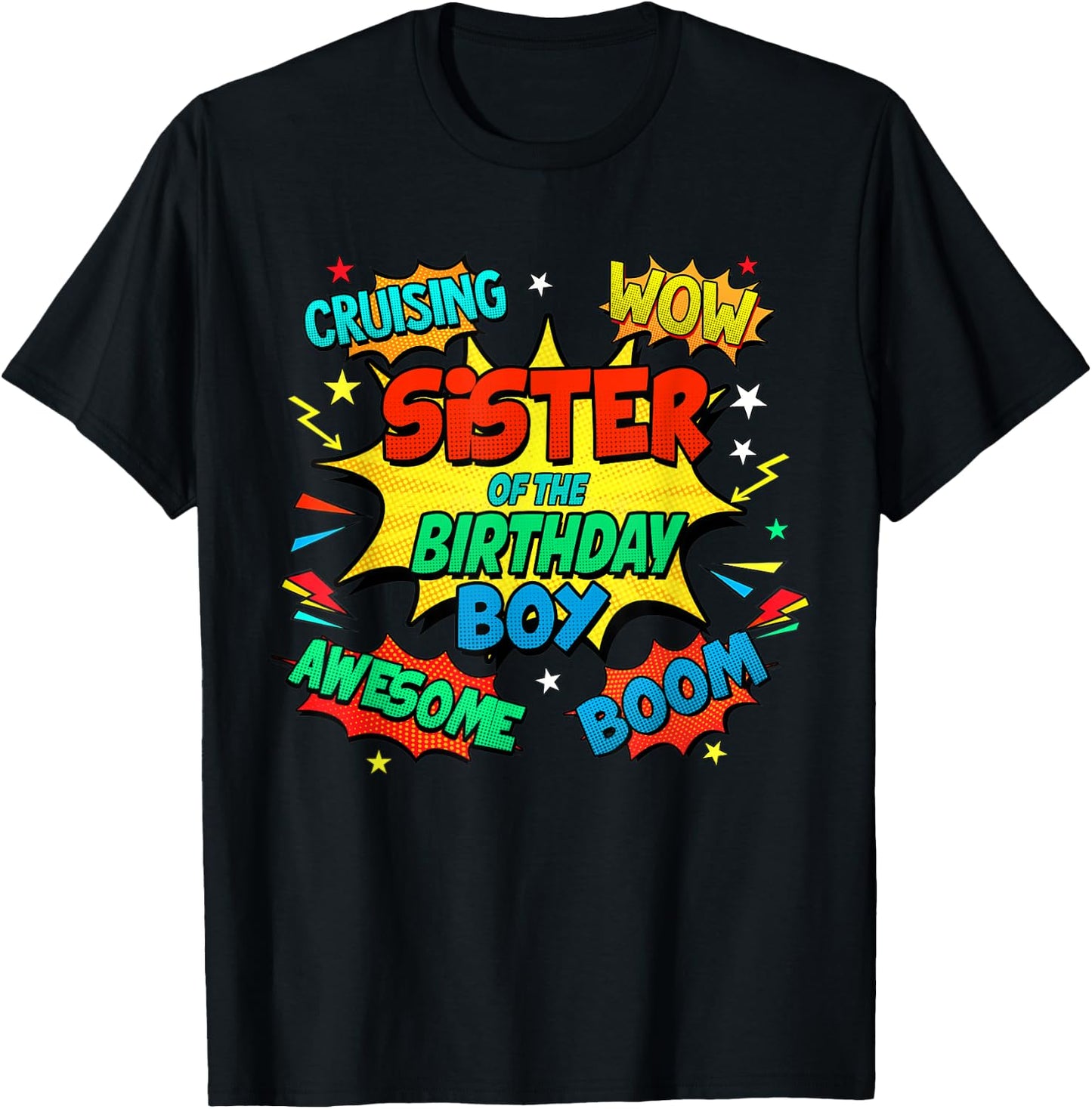 Aunt of The Birthday Boy Shirt Mother Superhero Comic Party T-Shirt - T-Shirt | Black