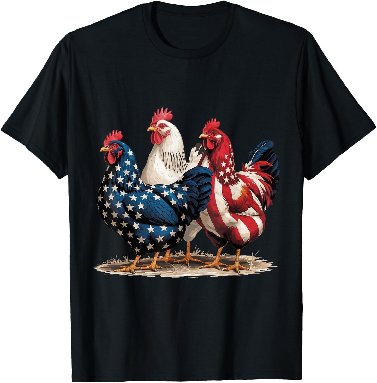 4th of July Patriotic Rooster Red White Blue Chicken Kids T-Shirt - T-Shirt | Black