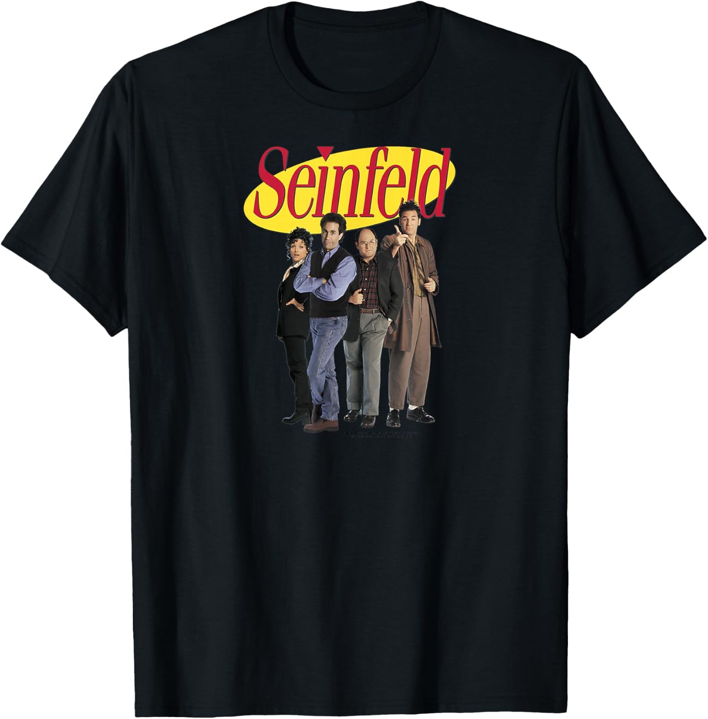 Seinfeld Cast Photo and Logo Funny 90's TV Show T-Shirt - T-Shirt | Black