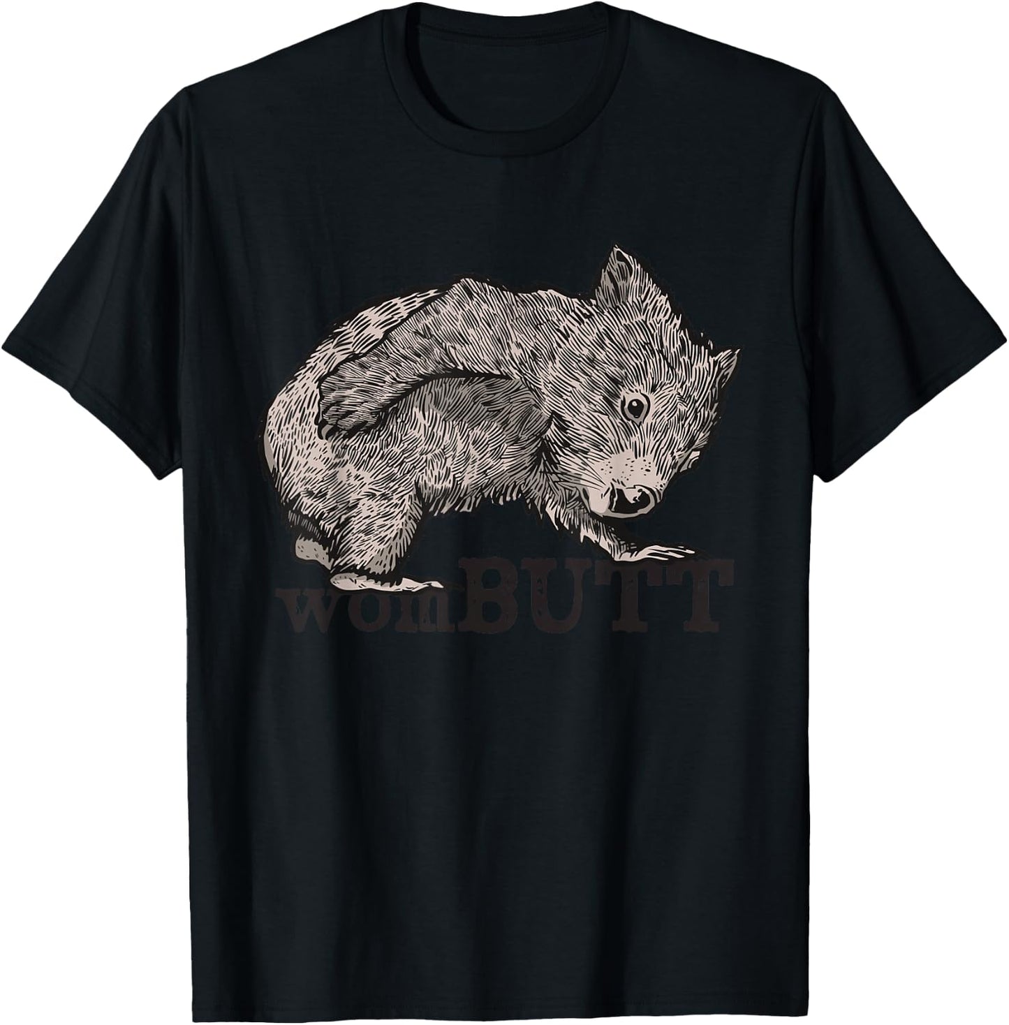 Wombat Vintage Wombutt Retro Style T-Shirt - T-Shirt | Black