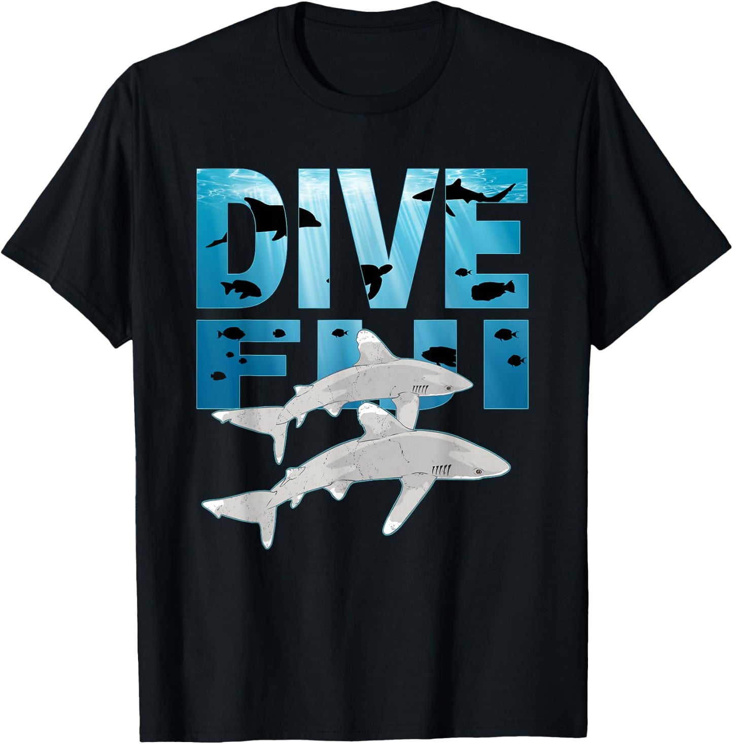Oceanic Whitetip Shark and Dive Fiji Nigano T-Shirt - T-Shirt | Black