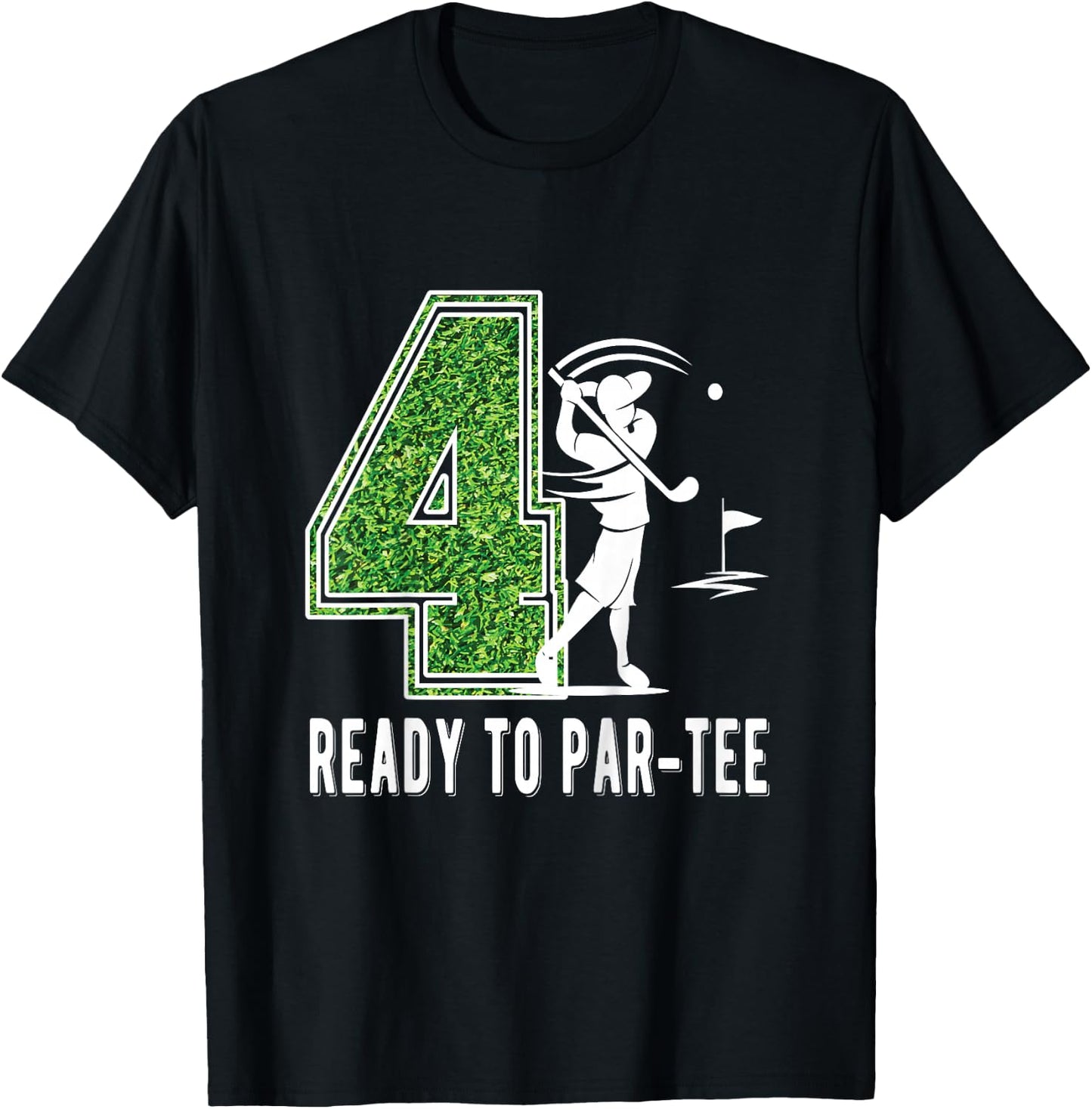 Kids 4th Birthday Golfer Boy Four Year Old Golf Player T-Shirt - T-Shirt | Black