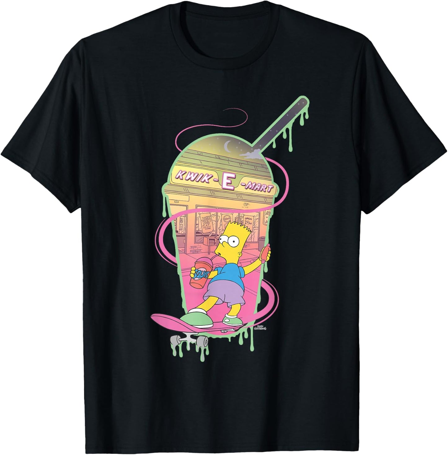The Simpsons Bart Simpsons Kwik-E-Mart Squishee Small T-Shirt - T-Shirt | Black