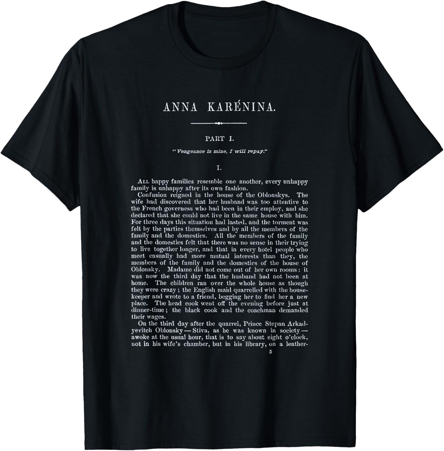 Anna Karenina Leo Tolstoy First Page T-Shirt - T-Shirt | Black