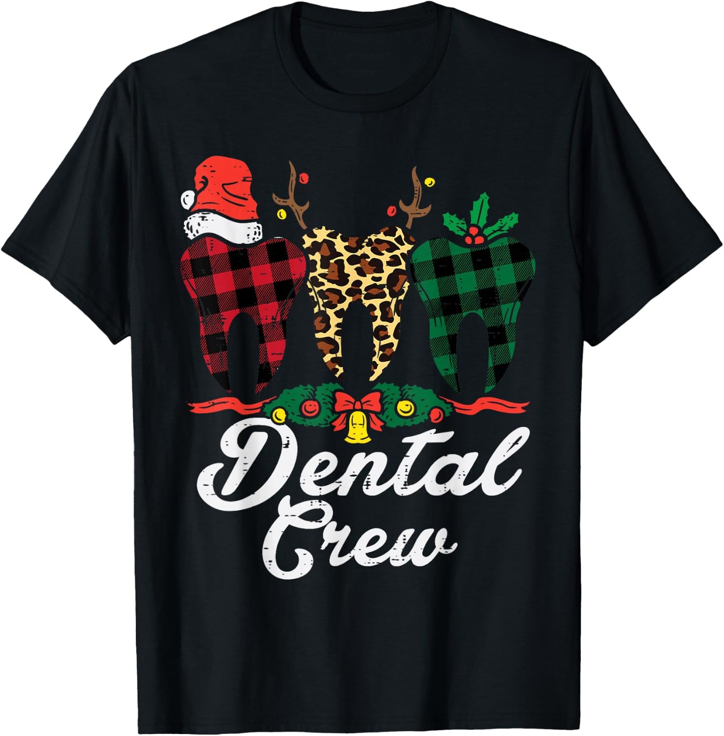 Dental Crew Teeth Dentist Christmas Xmas Men Women T-Shirt - T-Shirt | Black