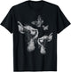 Cat with Kitten and Butterflies, scribble art T-Shirt - T-Shirt | Black