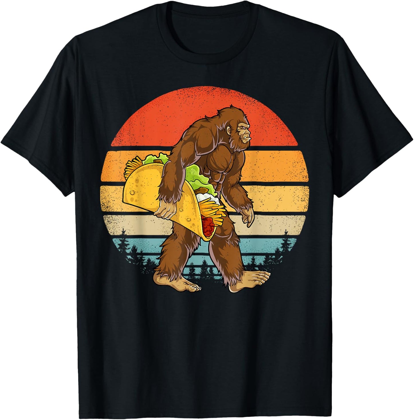 Bigfoot Carrying Taco Funny Cinco de Mayo Boys Men Sasquatch T-Shirt - T-Shirt | Black
