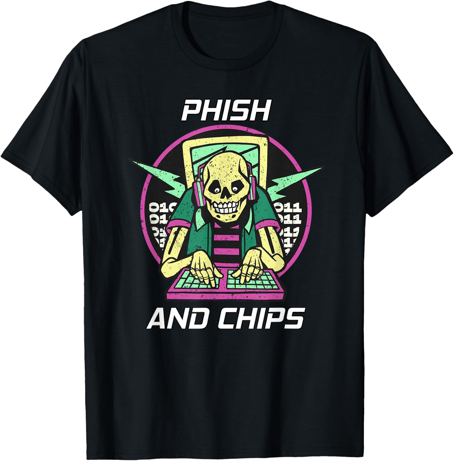 Phish and Chips Funny Hacker T-Shirt - T-Shirt | Black