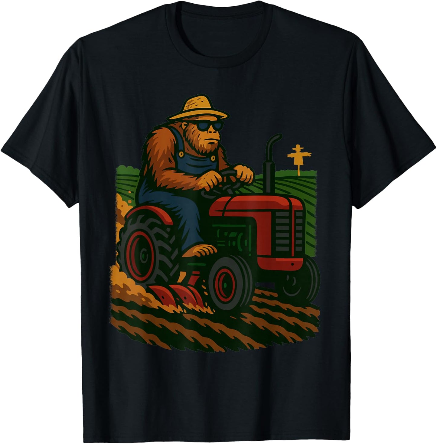 Funny Bigfoot Farmer Tractor Farming Farm Men Boys T-Shirt - T-Shirt | Black