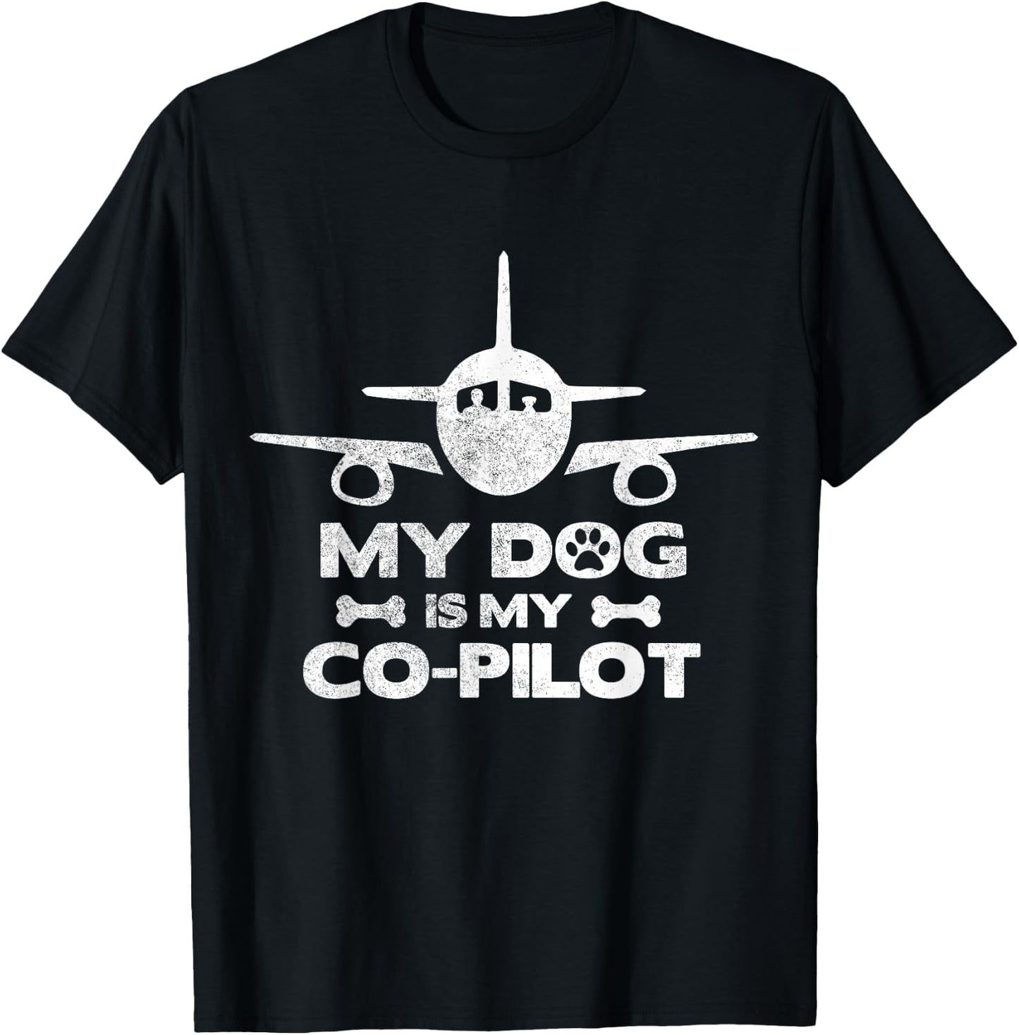 My Dog Is My Co Pilot Aviation Aviator Flying T-Shirt - T-Shirt | Black