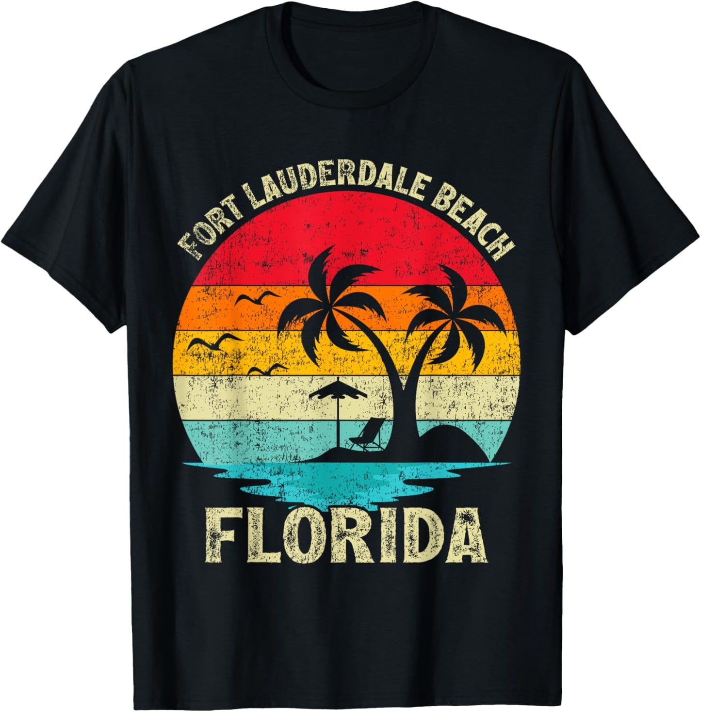 Family Vacation Vintage Retro Florida Fort Lauderdale Beach T-Shirt - T-Shirt | Black