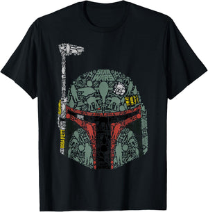 Star Wars Boba Fett Silhouette Helmet Fill Graphic T-Shirt - T-Shirt | Black