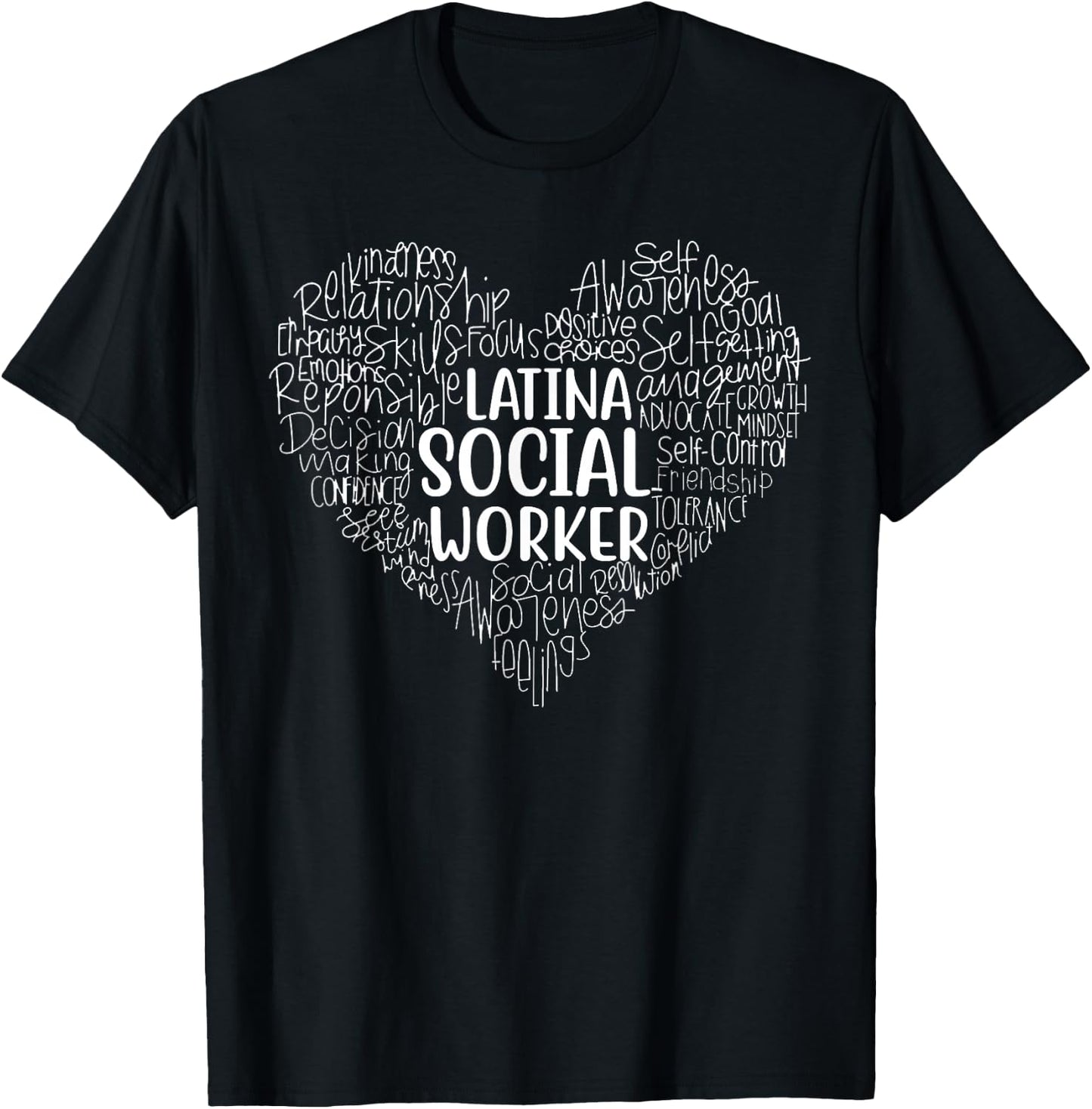 Funny Latina Social Worker Heart Cute Work Love Hispanic T-Shirt - T-Shirt | Black