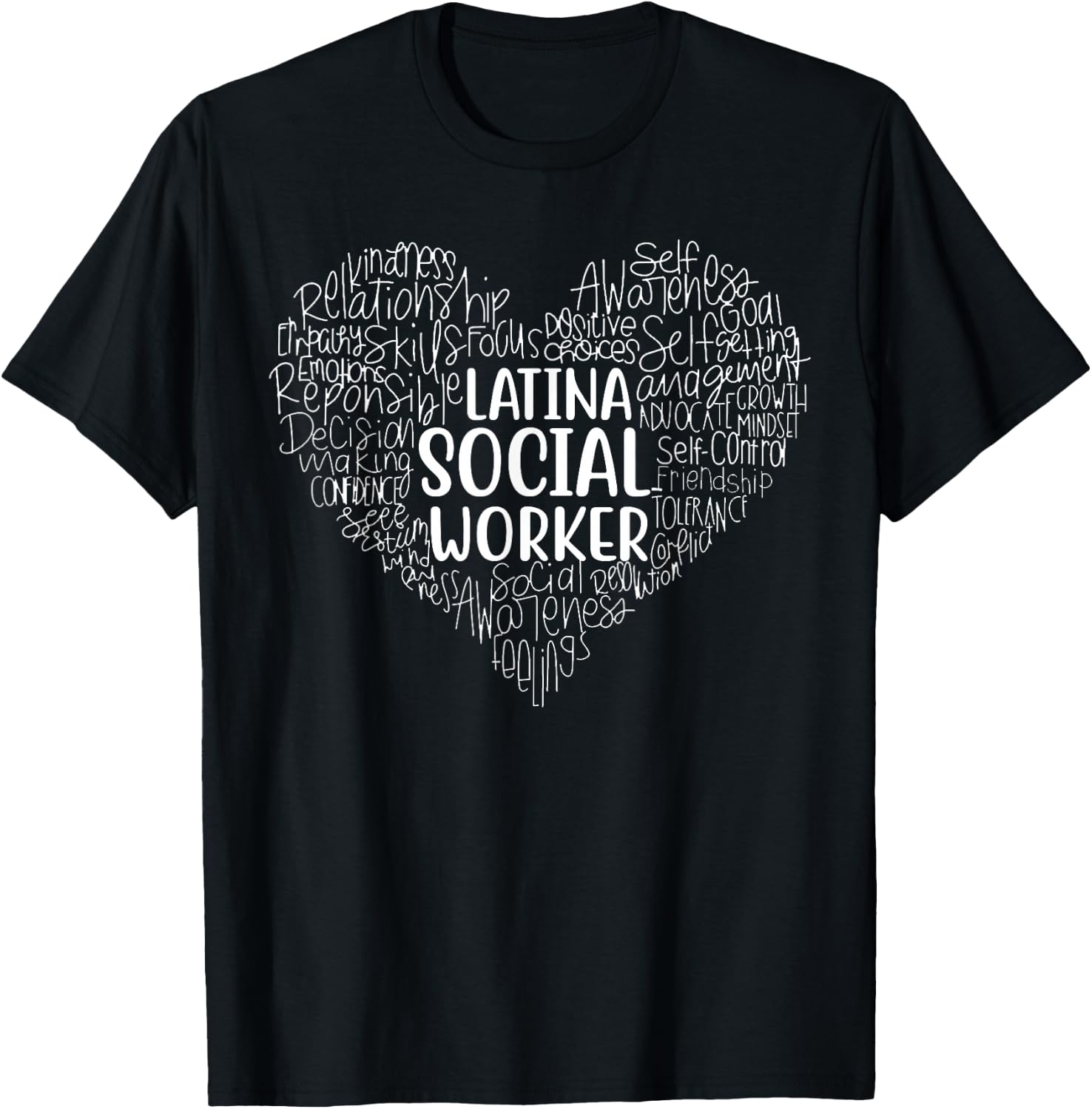 Funny Latina Social Worker Heart Cute Work Love Hispanic T-Shirt - T-Shirt | Black