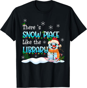 There's Snow Place Like The Library Christmas Book Lovers T-Shirt - T-Shirt | Black