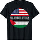 Half American Half Palestinian USA Flag Palestine Heritage Women Kids Men T-Shirt - T-Shirt | Black