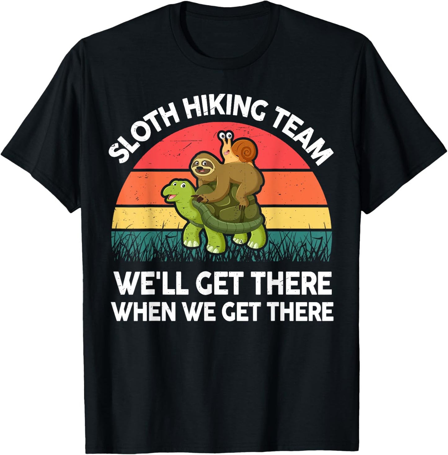 Sloth-Shirt Funny Sloth Hiking Team Men Women Gift Hiking T-Shirt - T-Shirt | Black