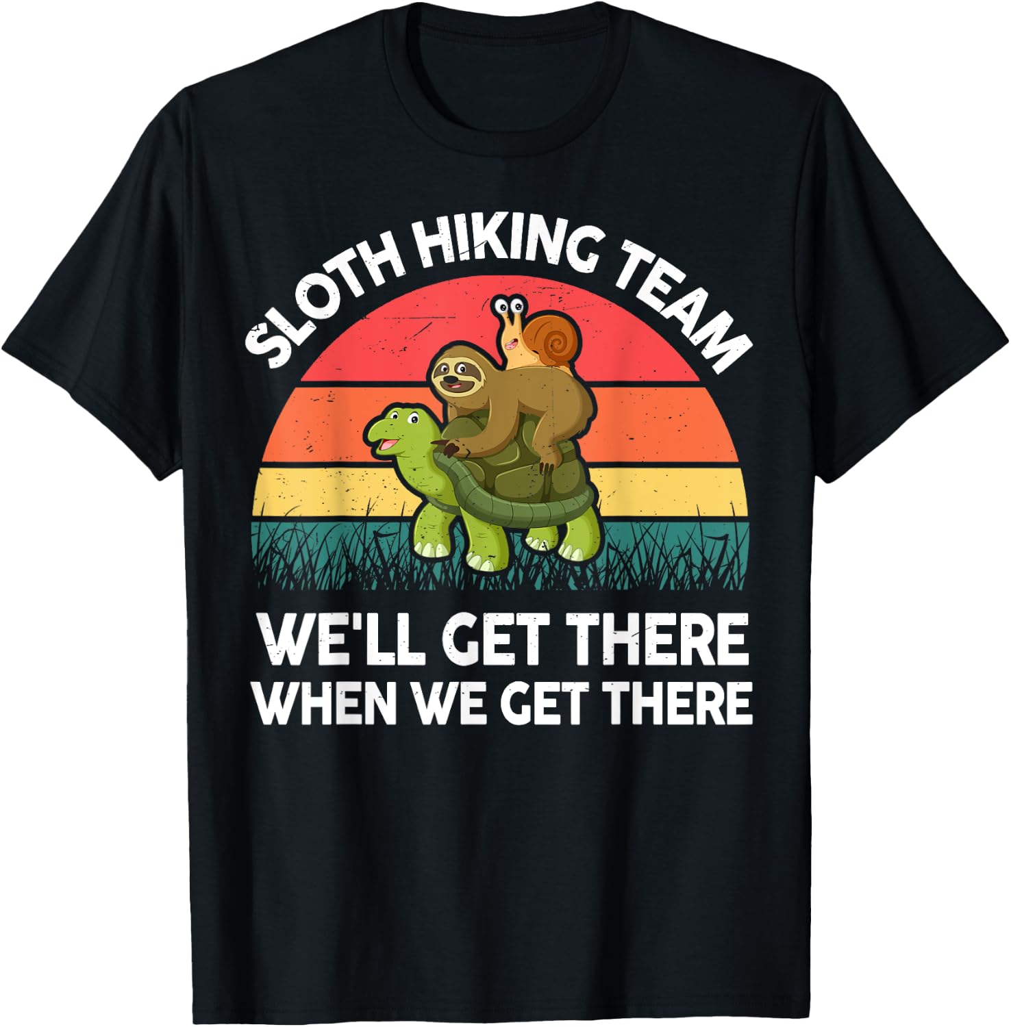 Sloth-Shirt Funny Sloth Hiking Team Men Women Gift Hiking T-Shirt - T-Shirt | Black