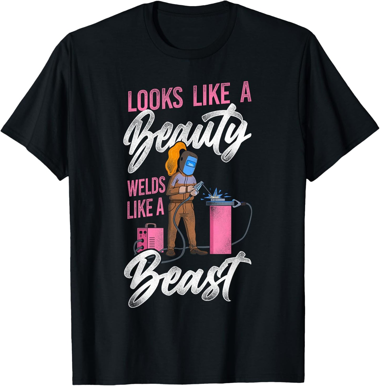 Welder Welding Female Welder Vintage Looks Like A Beauty T-Shirt - T-Shirt | Black