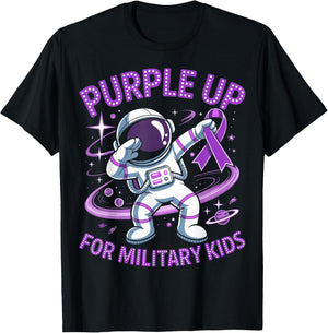 Purple Up for Military Kids Military Child Month Astronaut T-Shirt - T-Shirt | Black
